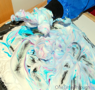 Getting Hands Into Marbled Shaving Cream